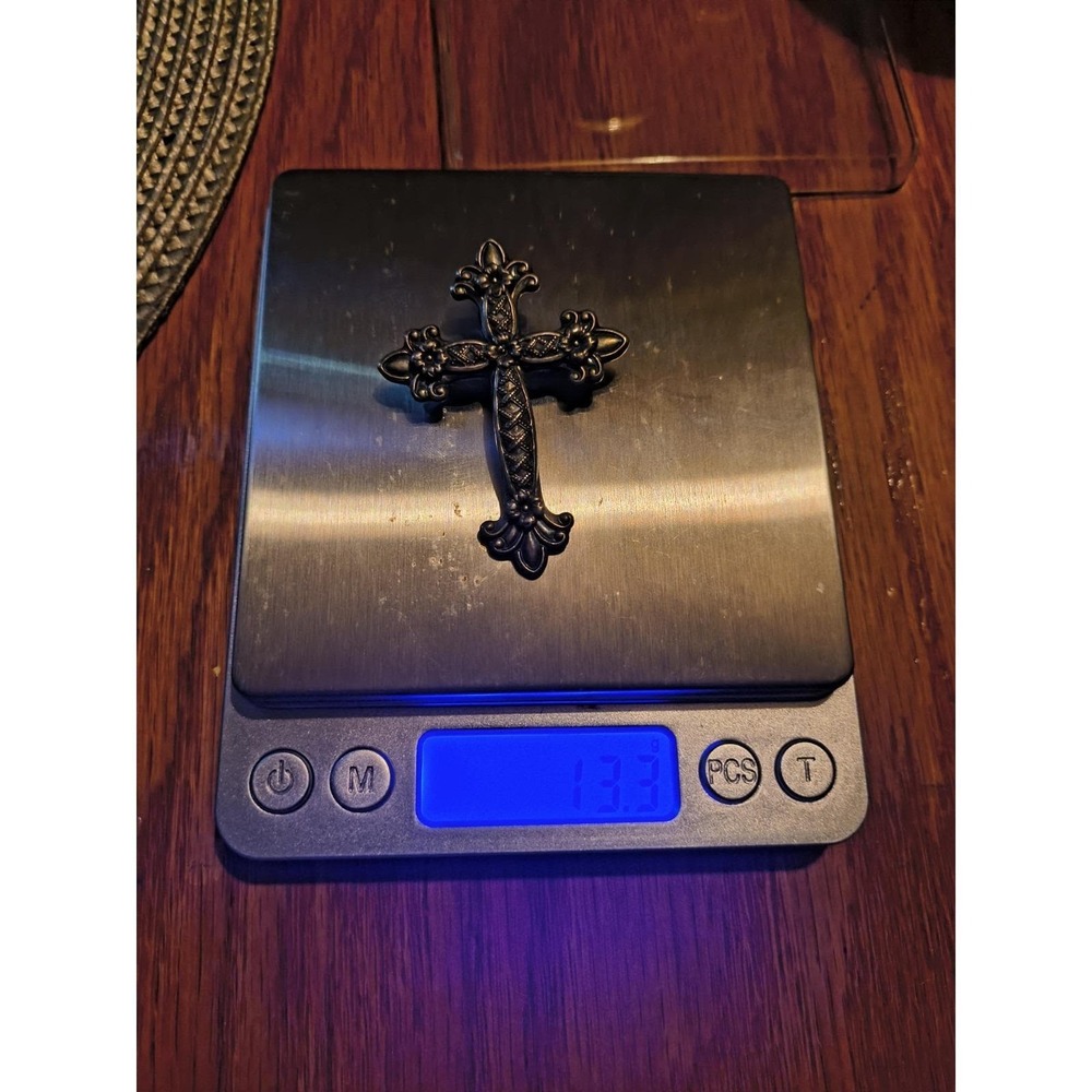 Sterling Silver Cross Pendant Or Can Also Be Worn As A Pin - Picture 6 of 7
